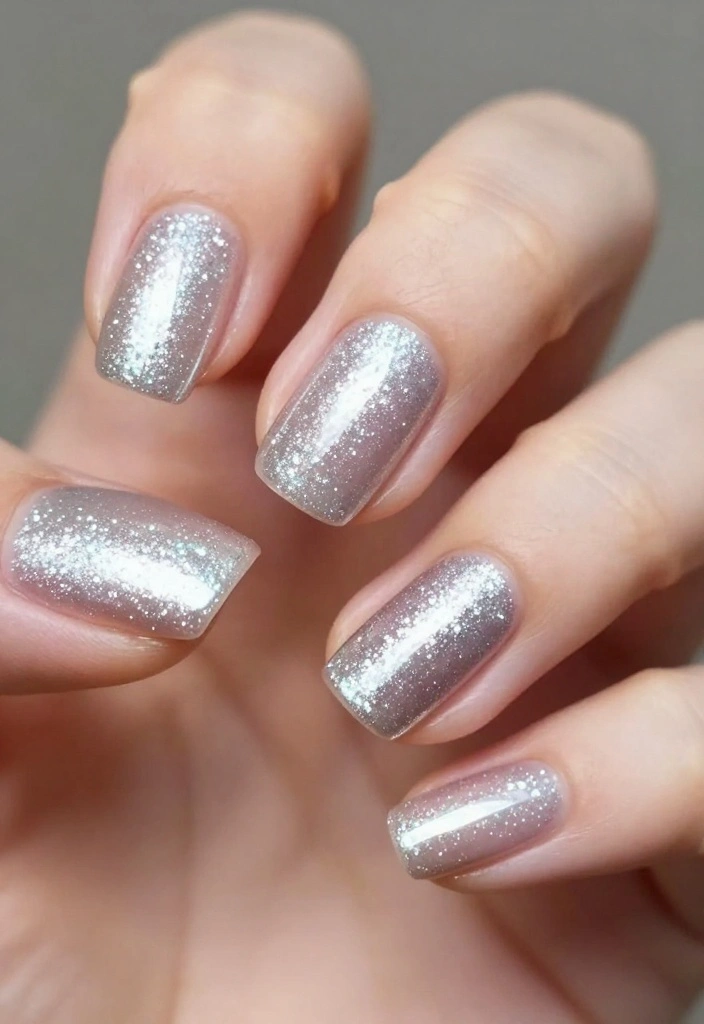 19 Trending Silver Glitter Nails Styles You Must Try Right Now! - 16. Silver Glitter with Negative Space 1