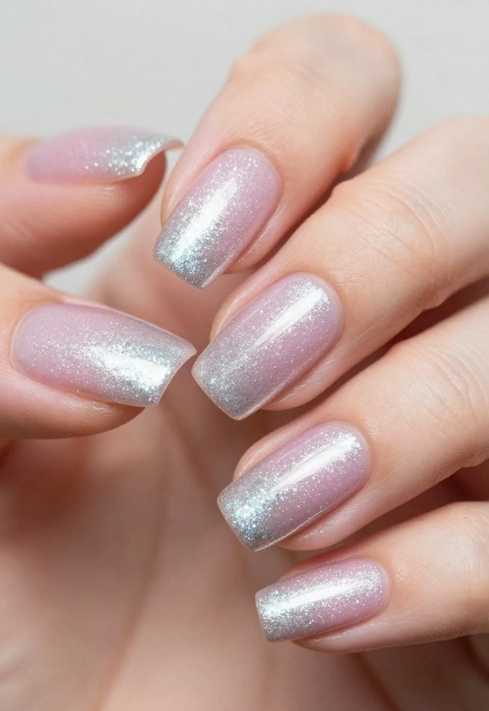 19 Trending Silver Glitter Nails Styles You Must Try Right Now! - 2. Silver Glitter Ombre 1