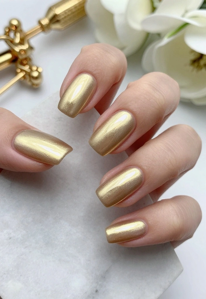 19 Trendy Colors for Subtle Nail Art That Are Totally on Point! - 12. Pale Gold 1