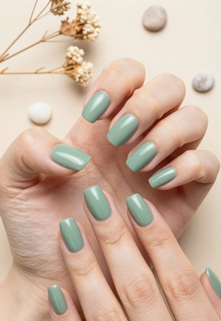 19 Trendy Colors for Subtle Nail Art That Are Totally on Point! - 6. Sage Green 1