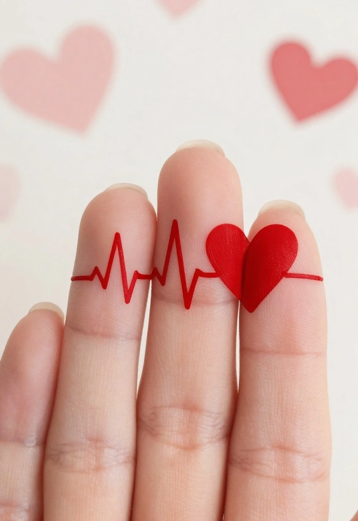 19 Valentine Nails with Pink Heart Patterns You Need to Try This Year! (#10 Will Wow You!) - 6. Heartbeat Line Design 1