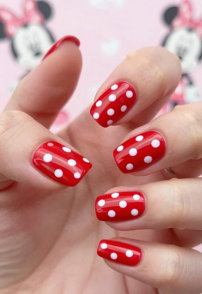 19 Whimsical Minnie Mouse Nails That Will Make You Say 'Wow!' - 1. Classic Polka Dot Minnie Nails 1