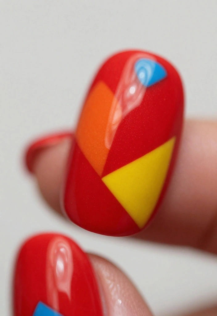 20 Bold Red Almond Nail Designs You’ll Want to Copy Right Away! - 12. Color Blocked Beauty 1