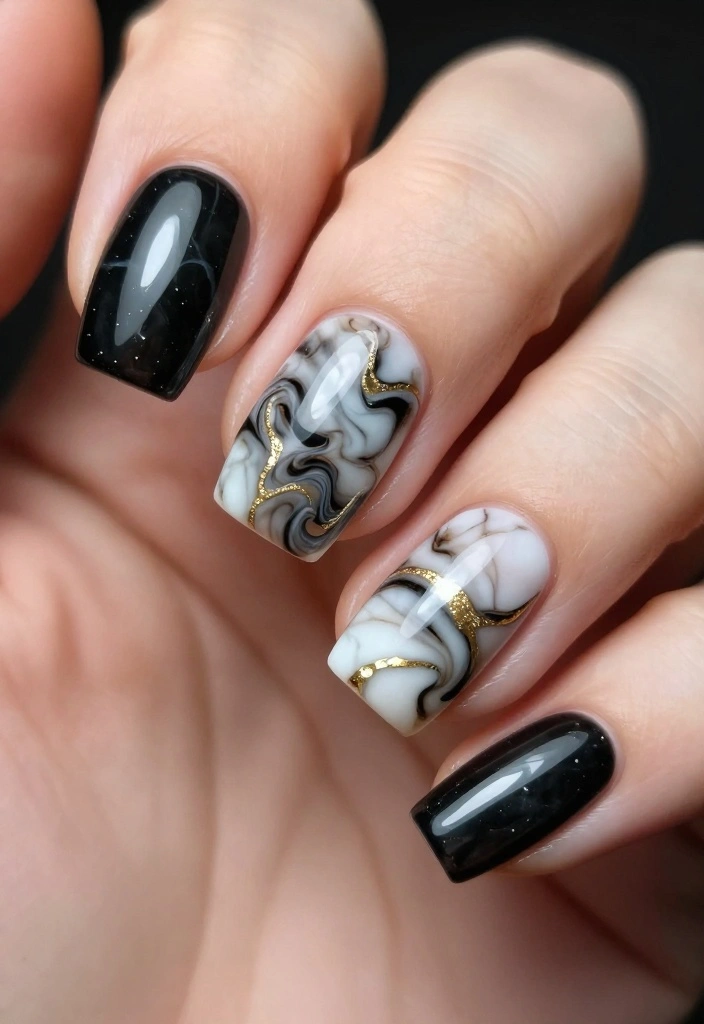 20 Celebrity-Inspired Euphoria Nails That Are Totally Red Carpet Worthy (Number 7 Will Shock You!) - 17. Marbled Majesty: A Luxurious Look 1