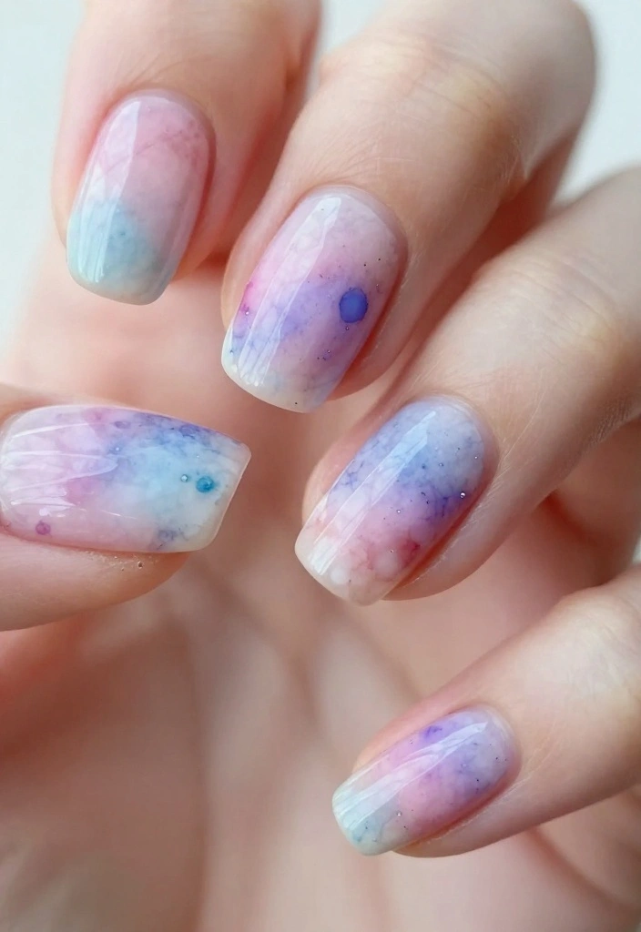20 Celebrity-Inspired Euphoria Nails That Are Totally Red Carpet Worthy (Number 7 Will Shock You!) - 19. Artistic Watercolor: Soft and Dreamy 1