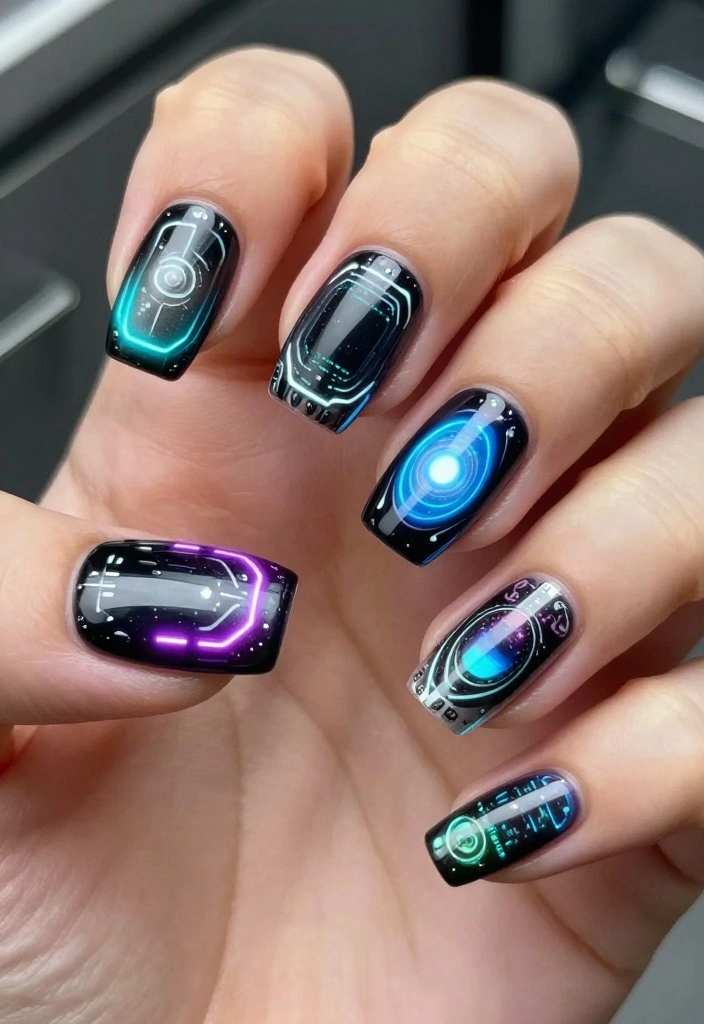20 Celebrity-Inspired Euphoria Nails That Are Totally Red Carpet Worthy (Number 7 Will Shock You!) - 20. The Future of Nail Art: Tech-Infused Designs 1