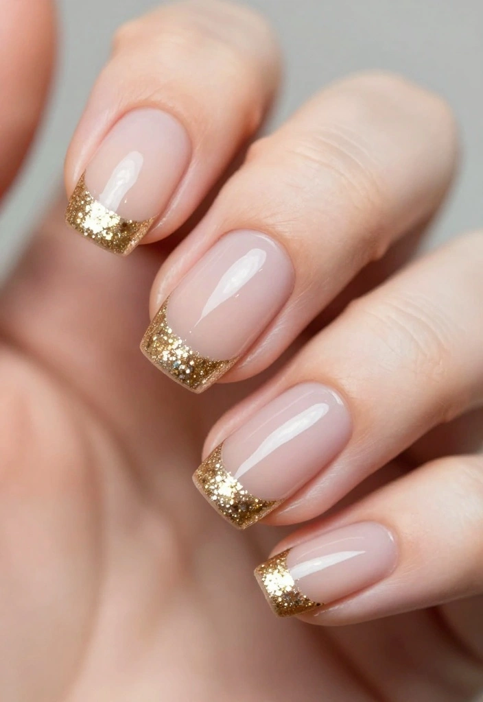 20 Celebrity-Inspired Gold Glitter Nails Looks You’ll Adore! - 1. The Classic Gold Glitter Tip 1