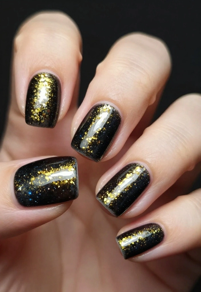 20 Celebrity-Inspired Gold Glitter Nails Looks You’ll Adore! - 17. Edgy Glitter Nails 1