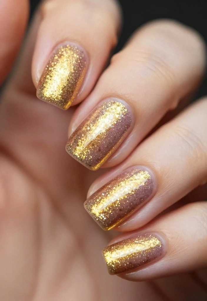 20 Celebrity-Inspired Gold Glitter Nails Looks You’ll Adore! - 7. Glitter Fade 1