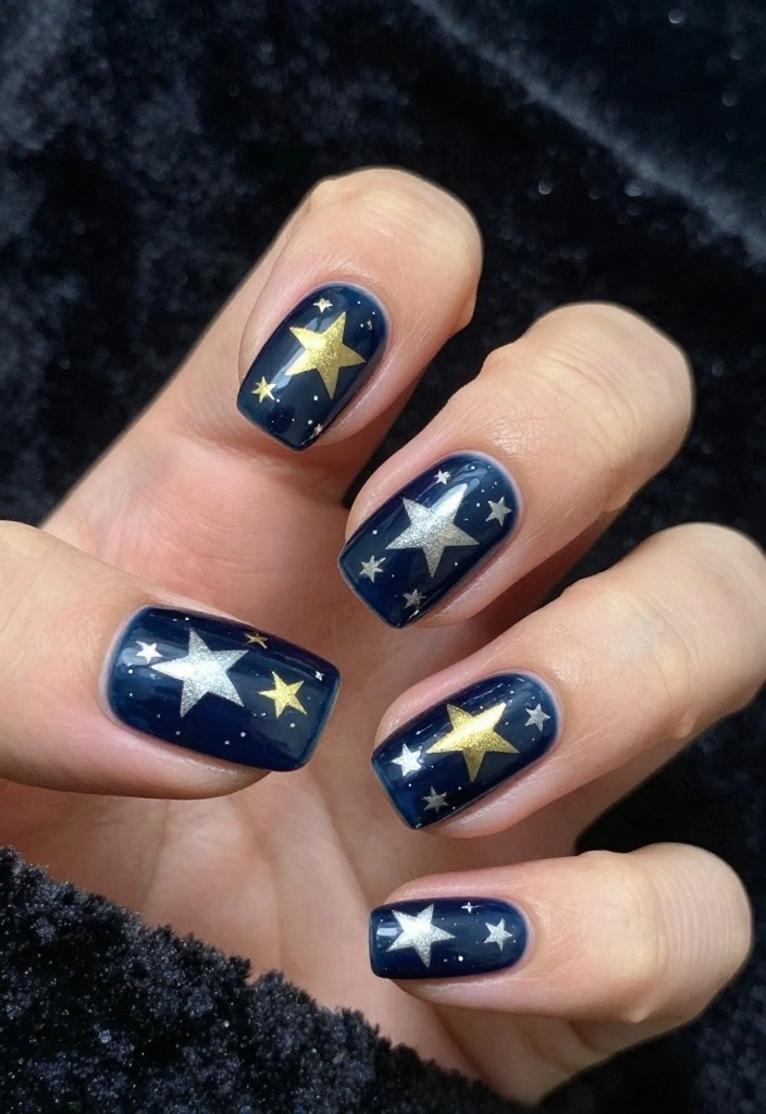 20 Celestial Star Nail Designs That Are Out of This World! - 1. Night Sky Elegance 1