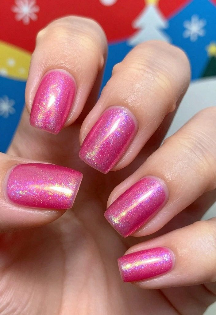 20 Chic Pink Winter Nails That Will Elevate Your Winter Look Instantly! - 11. Pink Holographic 1