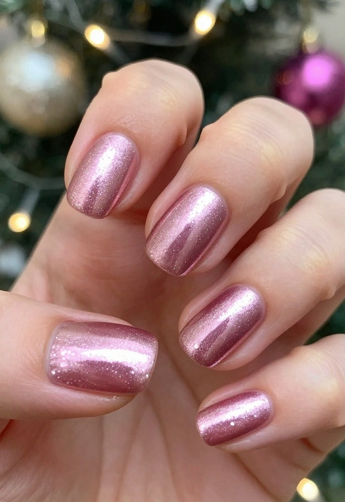 20 Chic Pink Winter Nails That Will Elevate Your Winter Look Instantly! - 14. Metallic Pink 1