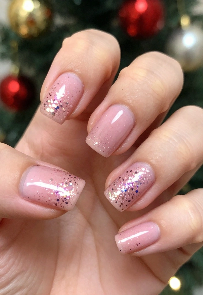 20 Chic Pink Winter Nails That Will Elevate Your Winter Look Instantly! - 20. Festive Glitter 1