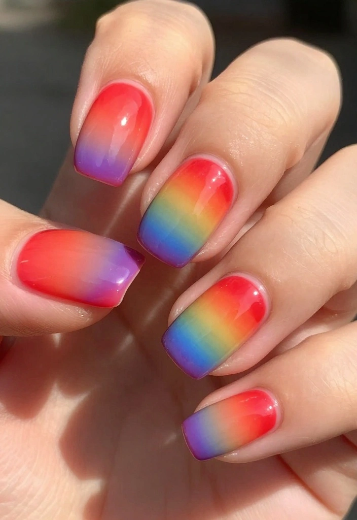 20 Creative Nail Art Ideas Inspired by Professional Nail Artists You Must Try! - 1. Rainbow Gradient Nails 1