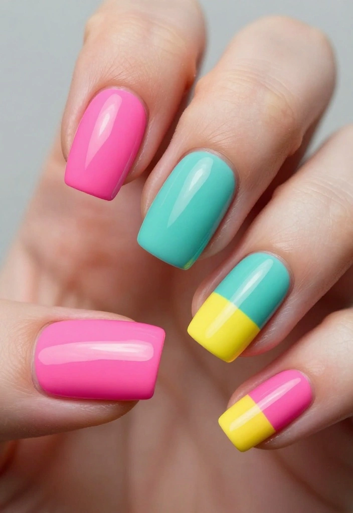 20 Creative Nail Art Ideas Inspired by Professional Nail Artists You Must Try! - 15. Bold Color Block Nails 1