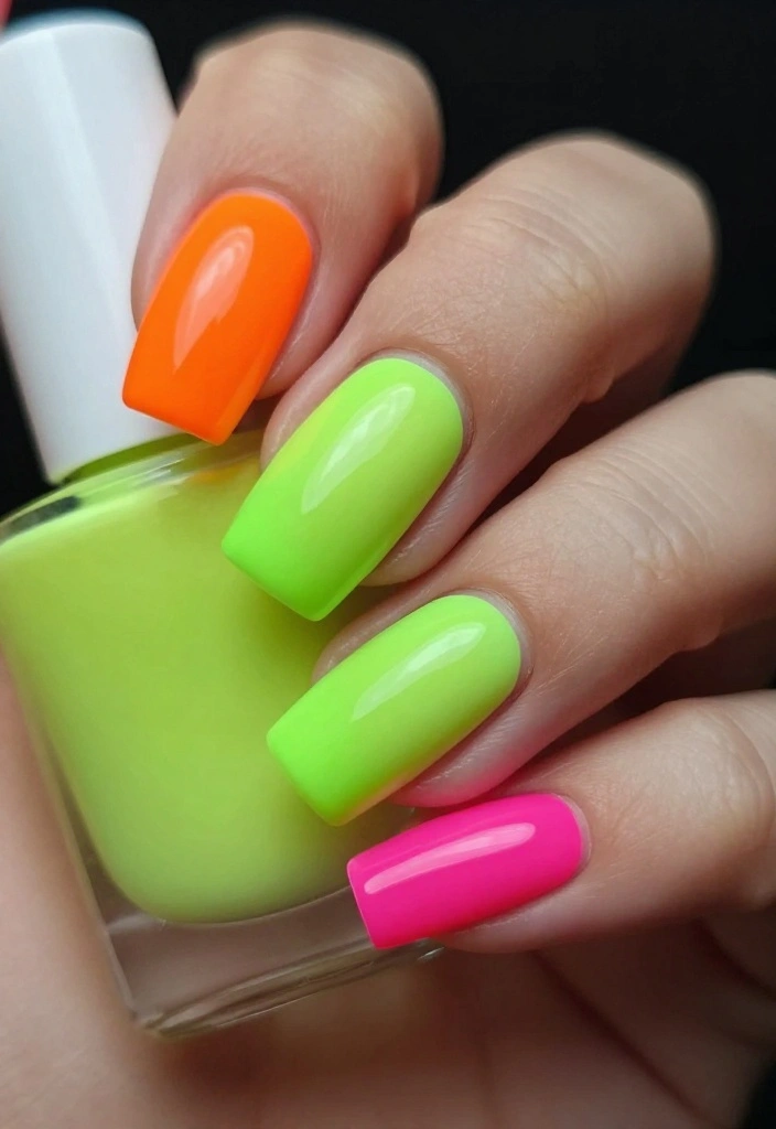 20 Creative Nail Art Ideas Inspired by Professional Nail Artists You Must Try! - 20. Glowing Neon Nails 1