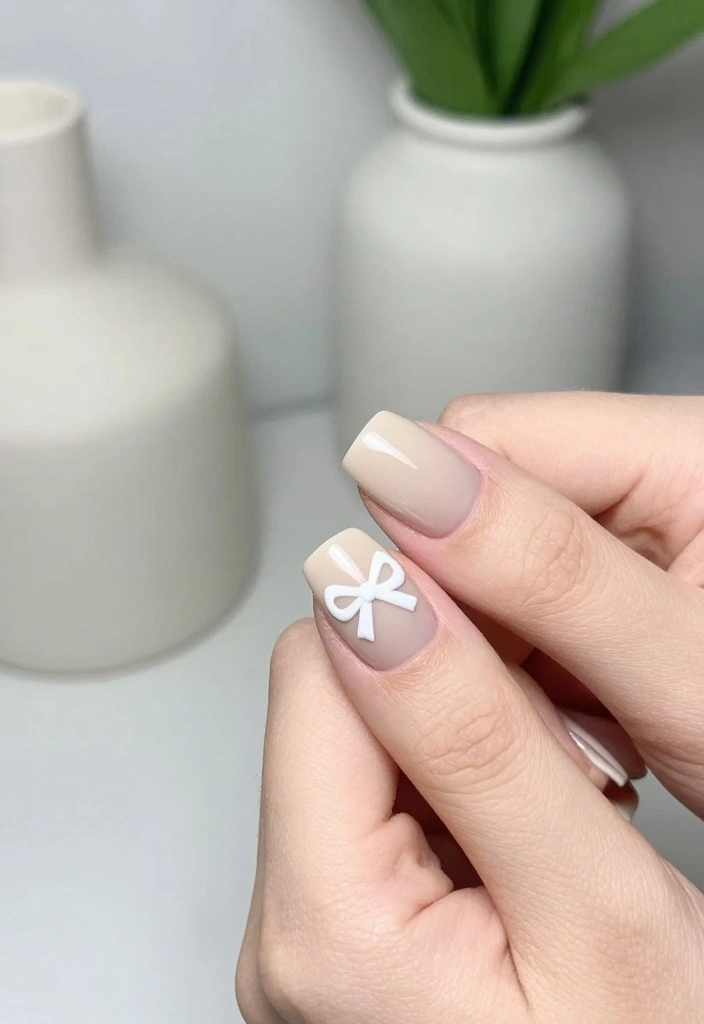 20 Cute Bow Nail Art Designs That Will Make You Smile (You’ll Want to Try #10!) - 13. Minimalist Bow Nails 1