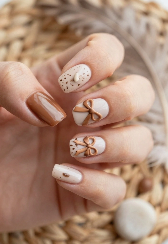 20 Cute Bow Nail Art Designs That Will Make You Smile (You’ll Want to Try #10!) - 17. Bohemian Bow Designs 1