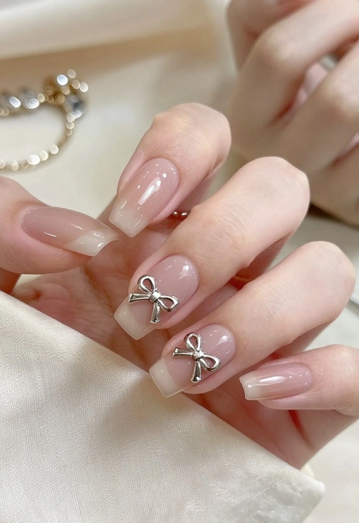 20 Cute Bow Nail Art Designs That Will Make You Smile (You’ll Want to Try #10!) - 19. Elegant Bow Accents 1