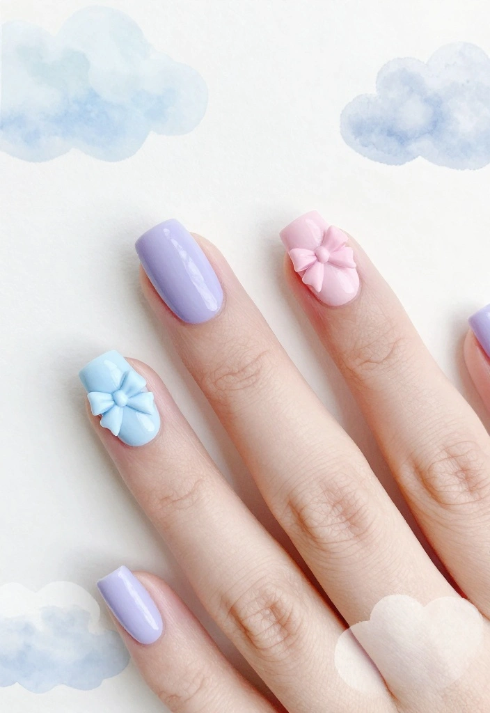 20 Cute Bow Nail Art Designs That Will Make You Smile (You’ll Want to Try #10!) - 2. Pastel Bow Delight 1