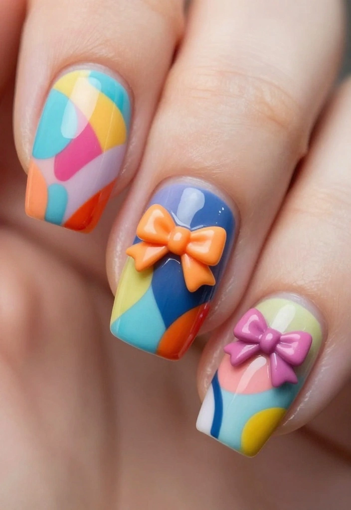 20 Cute Bow Nail Art Designs That Will Make You Smile (You’ll Want to Try #10!) - 9. Geometric Bow Patterns 1
