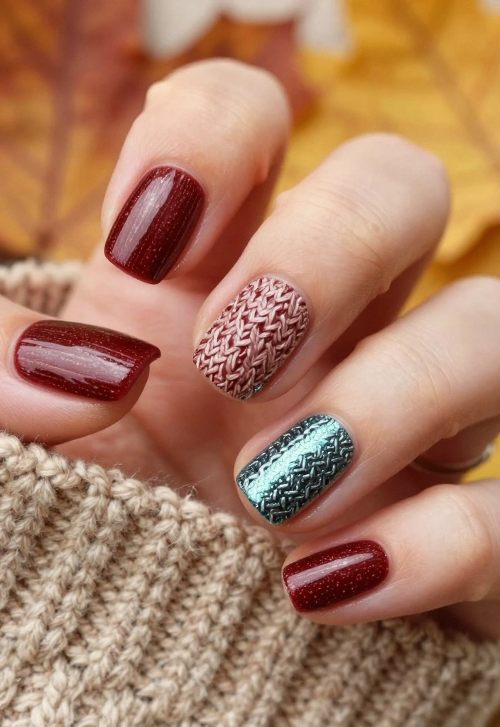 20 Cute & Easy Sweater Nail Art Designs to Brighten Your Day! - 11. Textured Sweater Effect 1