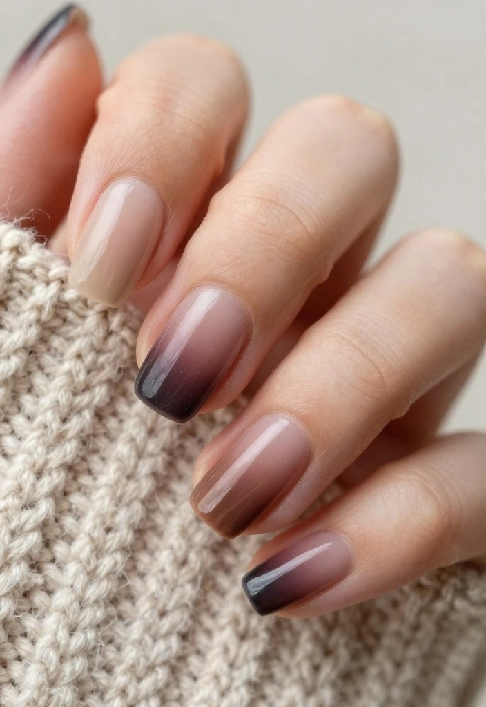 20 Cute & Easy Sweater Nail Art Designs to Brighten Your Day! - 14. Gradient Knit Design 1