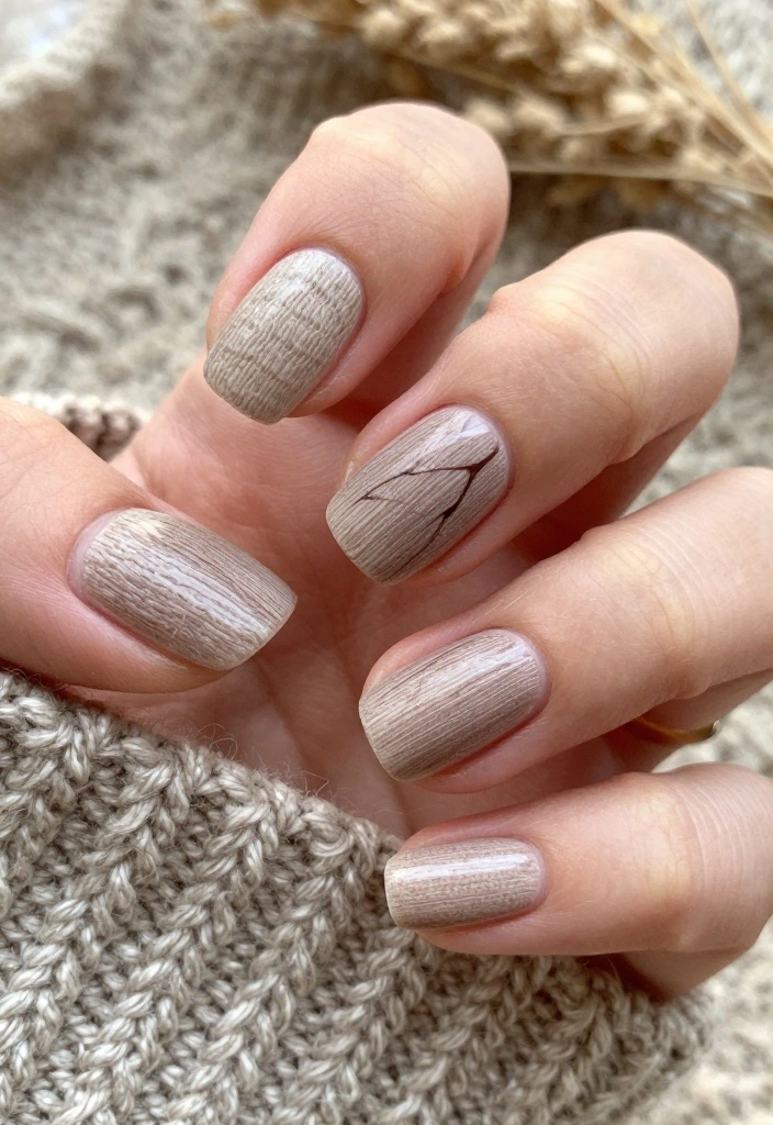 20 Cute & Easy Sweater Nail Art Designs to Brighten Your Day! - 17. Natural Knit Textures 1