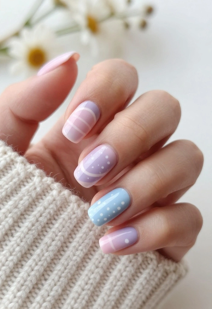 20 Cute & Easy Sweater Nail Art Designs to Brighten Your Day! - 3. Pastel Patterns 1