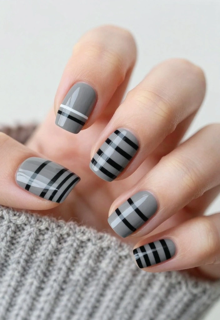 20 Cute & Easy Sweater Nail Art Designs to Brighten Your Day! - 7. Striped Knit Design 1