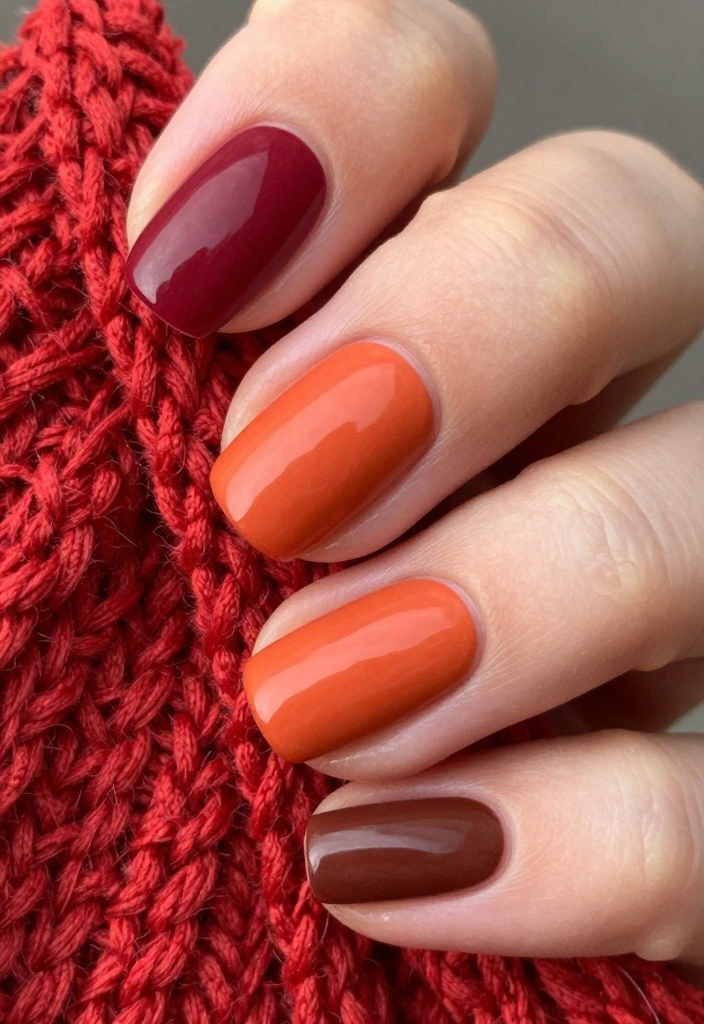 20 Cute & Easy Sweater Nail Art Designs to Brighten Your Day! - 8. Cozy Color Block 1