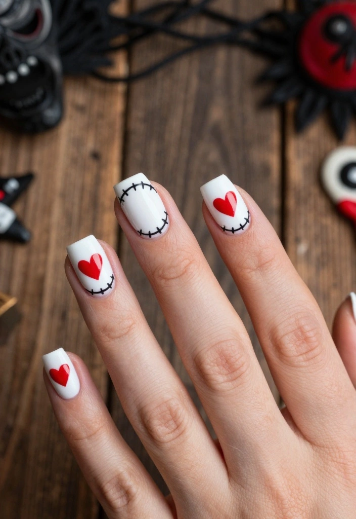 20 Edgy Goth Christmas Nails That Will Make Your Holiday Season Unforgettable! - 13. Voodoo Doll Vibes 1