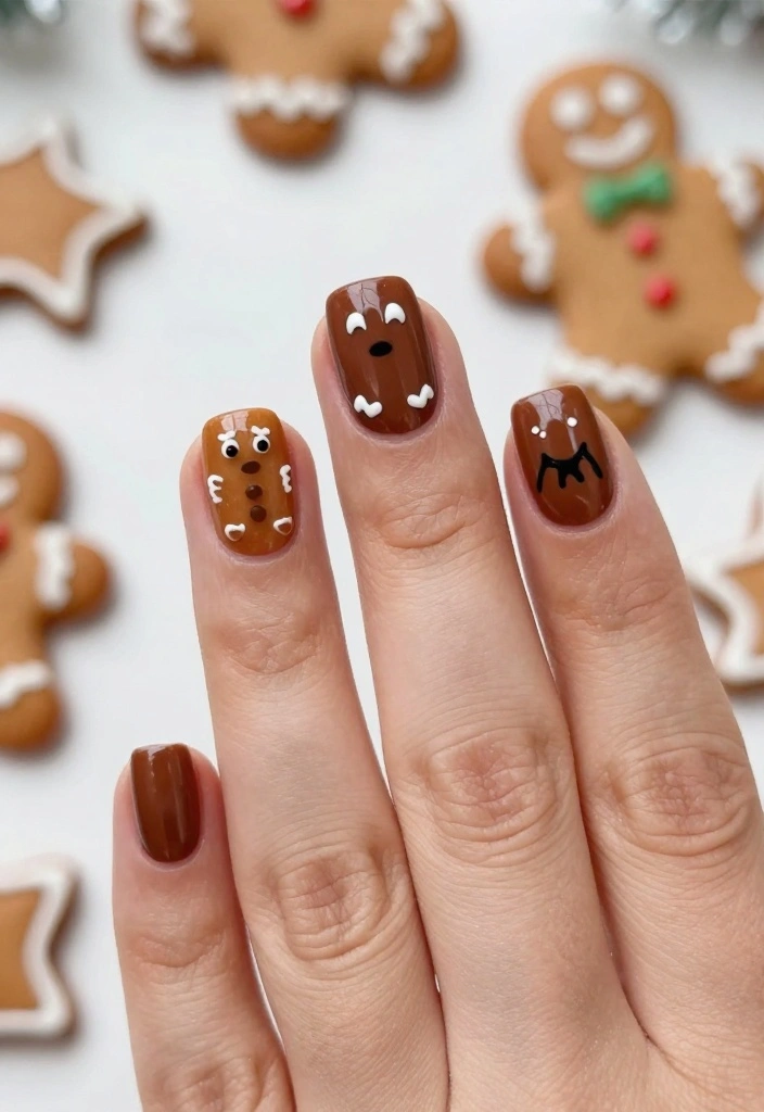 20 Edgy Goth Christmas Nails That Will Make Your Holiday Season Unforgettable! - 7. Haunted Gingerbread 1