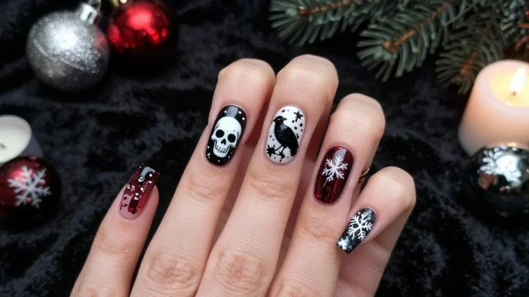 20 Edgy Goth Christmas Nails That Will Make Your Holiday Season Unforgettable!