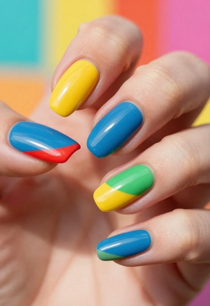 20 Fashionable Short Stiletto Nails That Are Totally Trendy Right Now! - 17. Color Block Charm 1