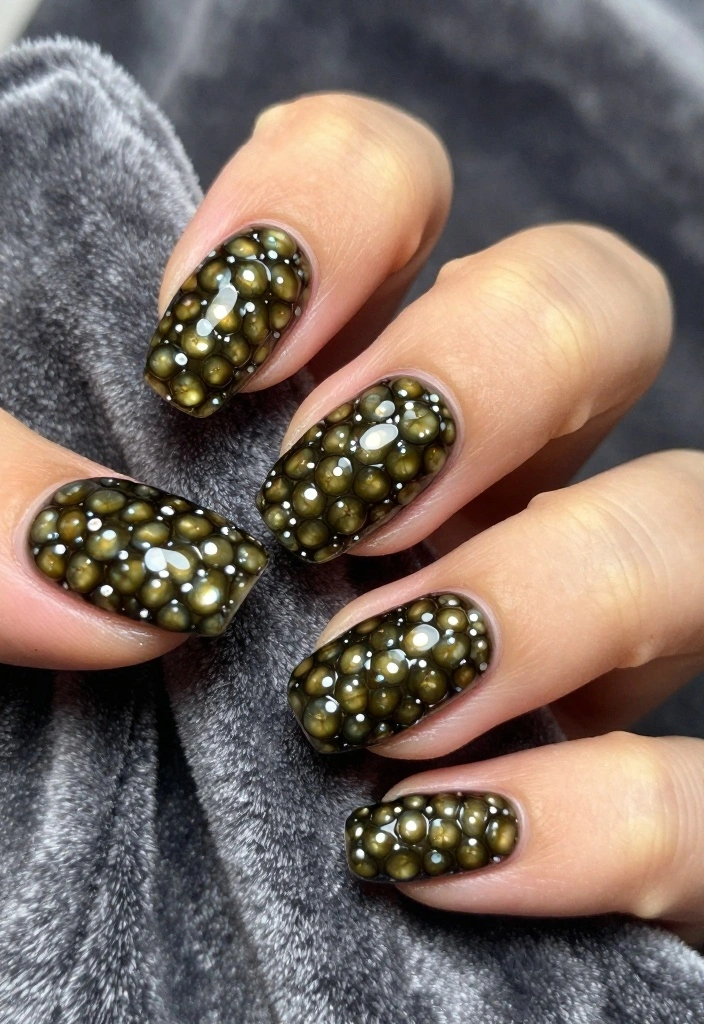 20 Fashionable Short Stiletto Nails That Are Totally Trendy Right Now! - 19. Caviar Beads 1