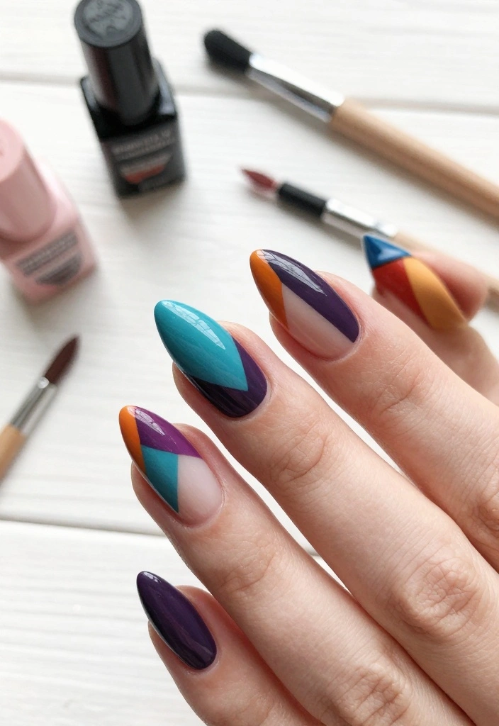20 Fashionable Short Stiletto Nails That Are Totally Trendy Right Now! - 9. Geometric Designs 1