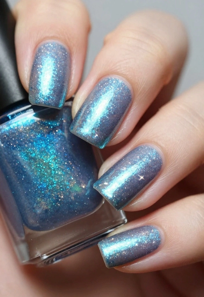 20 Glam Blue and Silver Nail Looks That Will Leave Everyone Speechless! - 20. Gradient Sparkle 1