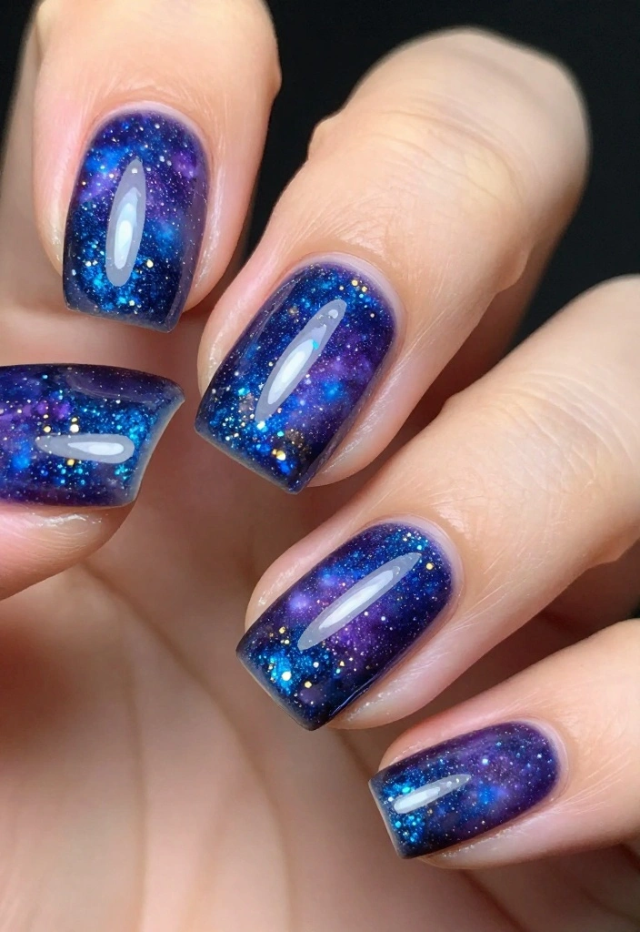 20 Gorgeous Water Nails That Are Easier Than You Think! - 15. Glitter Galaxy 1