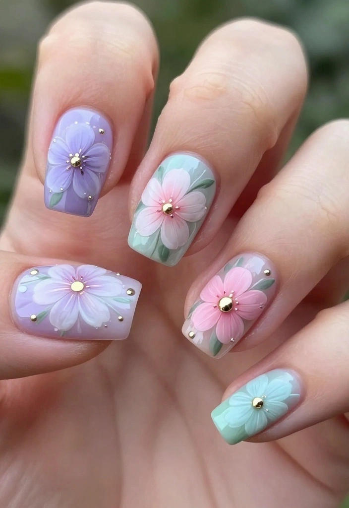 20 Gorgeous Water Nails That Are Easier Than You Think! - 5. Floral Fantasy 1