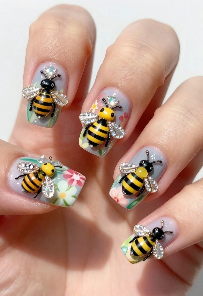20 Inspiring Bee Nails Ideas To Sweeten Your Look This Season! - 19. Bee Charms & Accessories 1