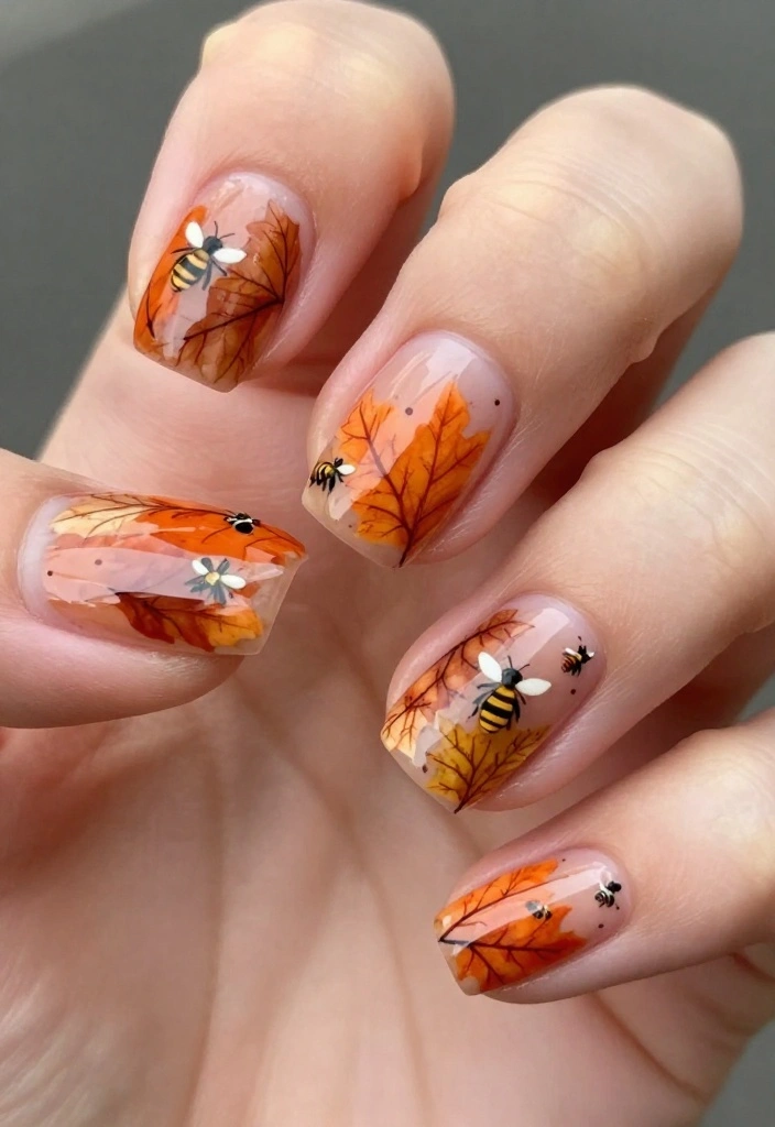 20 Inspiring Bee Nails Ideas To Sweeten Your Look This Season! - 20. Seasonal Bee Fusion 1