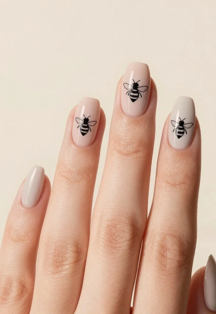 20 Inspiring Bee Nails Ideas To Sweeten Your Look This Season! - 3. Minimalist Bee Art 1