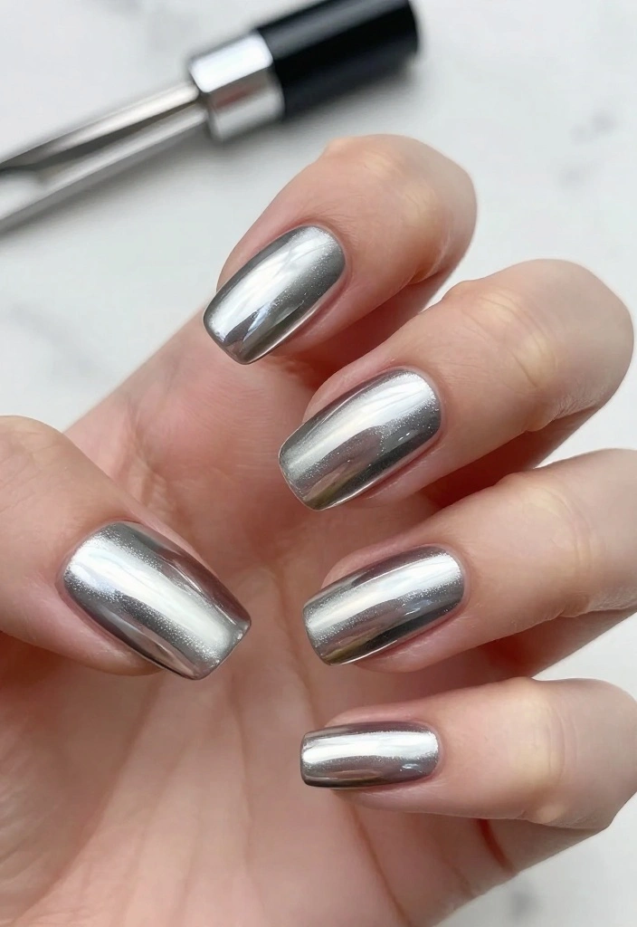 20 Mirror Nails Styles That Will Have Everyone Asking 'Where Did You Get That?' - 1. Classic Silver Mirror Nails 1