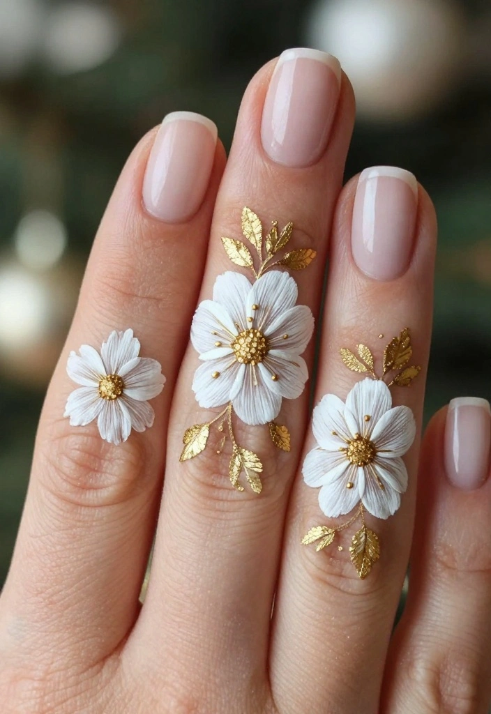 20 Must-Try Nail Noel Ideas for the Ultimate Holiday Manicure (You’ll Want #15!) - 12. Holiday Floral Designs 1