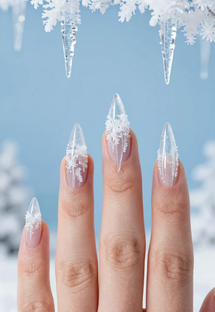 20 Must-Try Nail Noel Ideas for the Ultimate Holiday Manicure (You’ll Want #15!) - 15. Elegant Icicles 1
