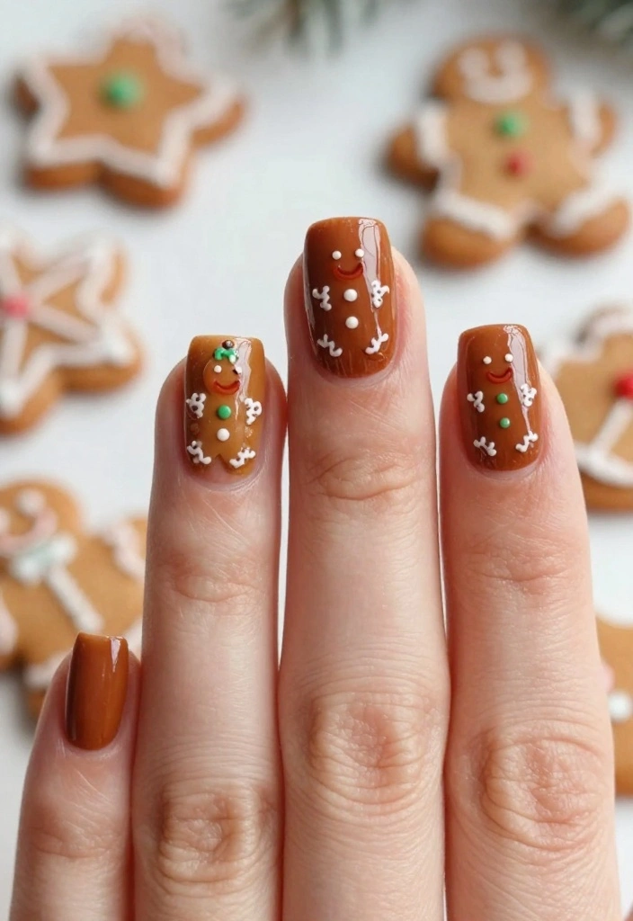 20 Must-Try Nail Noel Ideas for the Ultimate Holiday Manicure (You’ll Want #15!) - 5. Gingerbread Man Decals 1