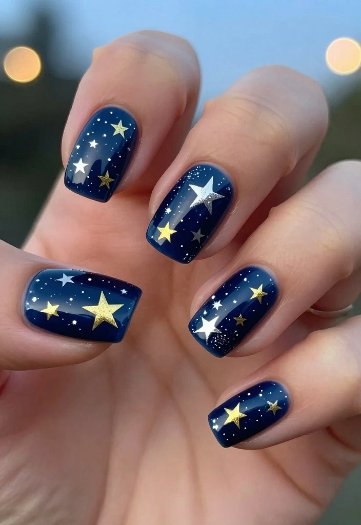 20 Must-Try Nail Noel Ideas for the Ultimate Holiday Manicure (You’ll Want #15!) - 7. Twinkling Starry Night 1