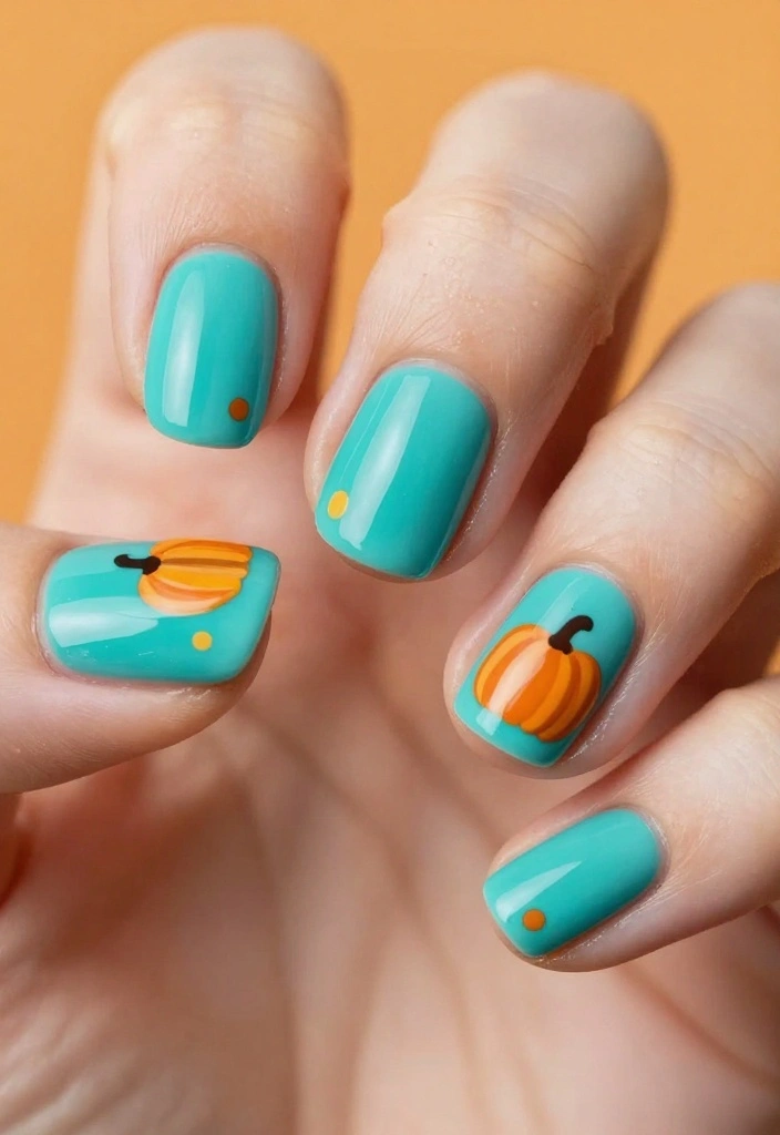 20 November Nail Designs That Are Perfect for Every Autumn Occasion! - 16. Thanksgiving Turquoise 1
