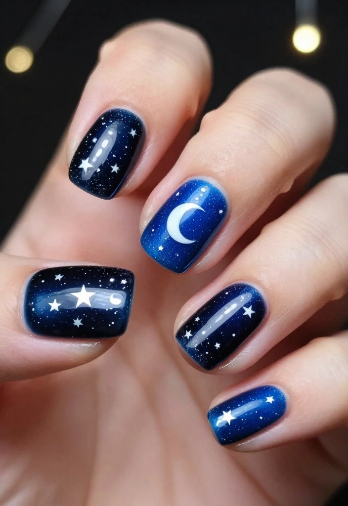 20 November Nail Designs That Are Perfect for Every Autumn Occasion! - 20. Night Sky with Stars 1